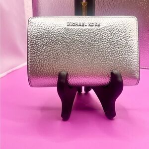MICHAEL KORS **NEW Metallic Silver Compact Wallet